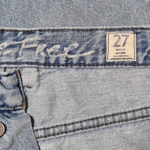 Free People We The Free Jeans Women 27 Chewed Up Distress Raw Hem Mid Rise Denim - Picture 8 of 11